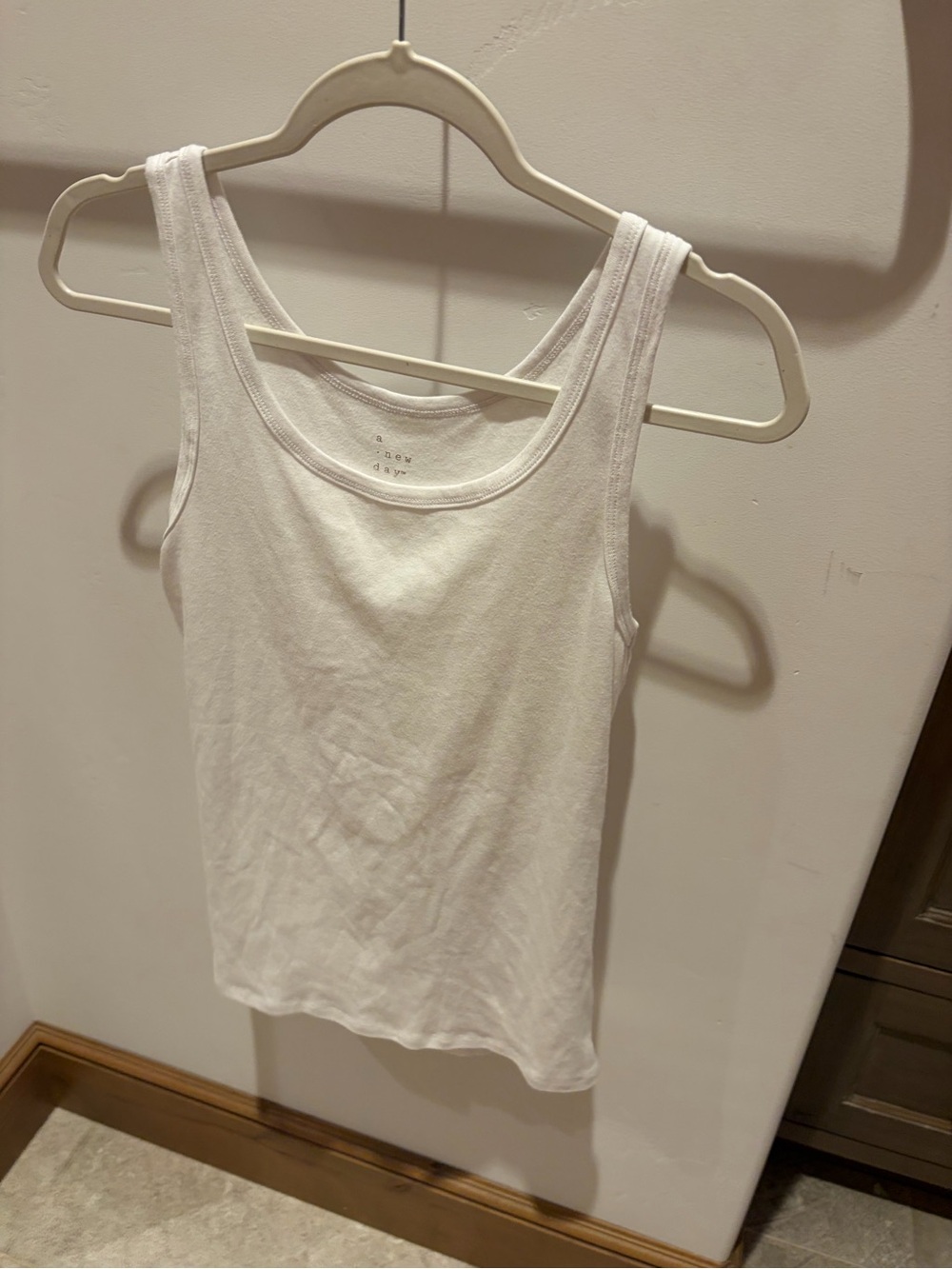 Echo White Ribbed Scoop Tank Top